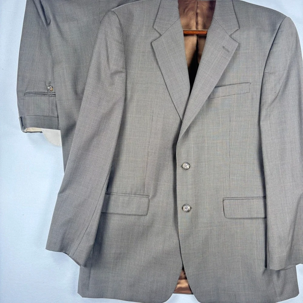 VTG Chaps Ralph Lauren 2 Pc Men's Suit 42 Slacks 34x31 Houndstooth Plaid‎
